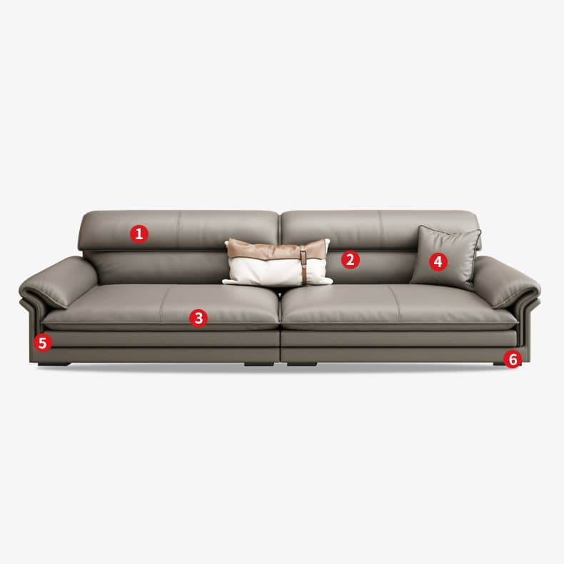 Stylish Gray Sofa with Pine Wood Frame and Faux Leather Accents - Comfortable Cotton Upholstery hzh-1360