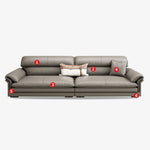 Stylish Gray Sofa with Pine Wood Frame and Faux Leather Accents - Comfortable Cotton Upholstery hzh-1360