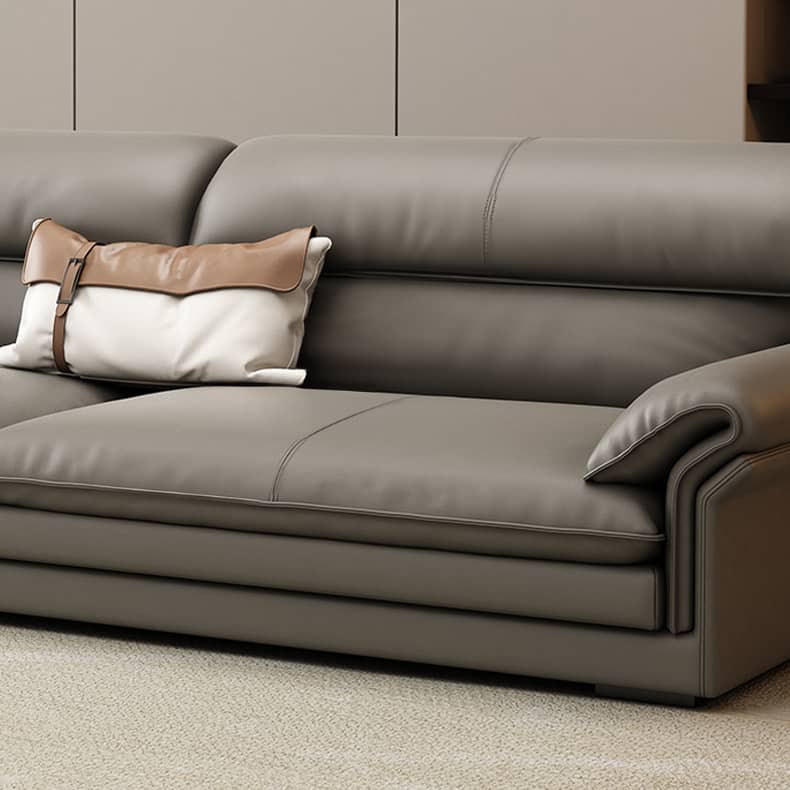 Stylish Gray Sofa with Pine Wood Frame and Faux Leather Accents - Comfortable Cotton Upholstery hzh-1360