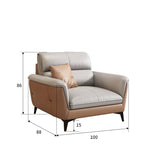 Stylish Sofa in Gray Khaki with Pine Wood Legs and Cotton Faux Leather Upholstery hzh-1363