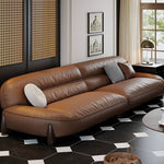 Luxurious Light Brown Sofa with Pine and Oak Wood Frame, Goose Down and Latex Cushioning, and Cotton Faux Leather Finish hzh-1364
