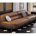 Luxurious Light Brown Sofa with Pine and Oak Wood Frame, Goose Down and Latex Cushioning, and Cotton Faux Leather Finish hzh-1364