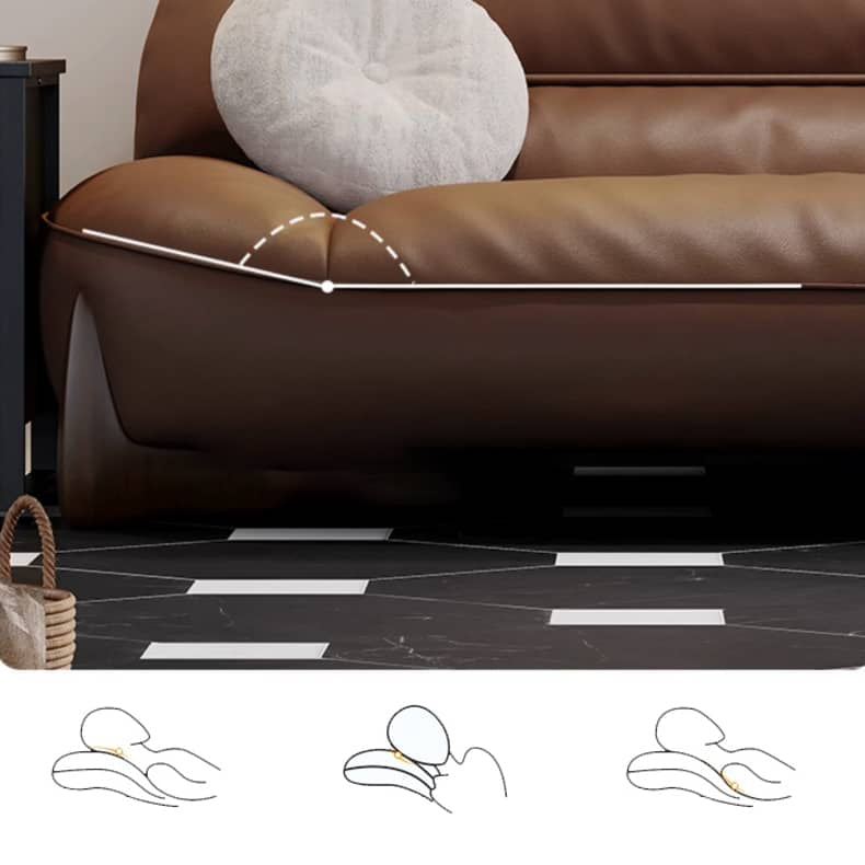 Luxurious Light Brown Sofa with Pine and Oak Wood Frame, Goose Down and Latex Cushioning, and Cotton Faux Leather Finish hzh-1364