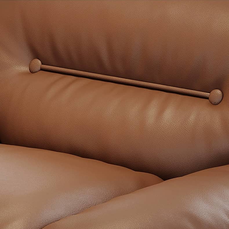 Luxurious Light Brown Sofa with Pine and Oak Wood Frame, Goose Down and Latex Cushioning, and Cotton Faux Leather Finish hzh-1364