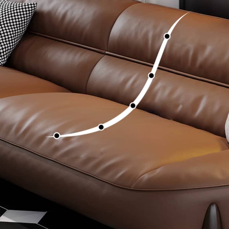 Luxurious Light Brown Sofa with Pine and Oak Wood Frame, Goose Down and Latex Cushioning, and Cotton Faux Leather Finish hzh-1364