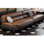 Luxurious Light Brown Sofa with Pine and Oak Wood Frame, Goose Down and Latex Cushioning, and Cotton Faux Leather Finish hzh-1364