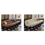 Luxurious Light Brown Sofa with Pine and Oak Wood Frame, Goose Down and Latex Cushioning, and Cotton Faux Leather Finish hzh-1364