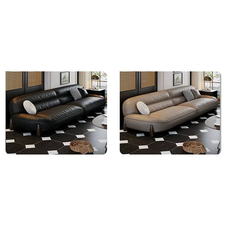 Luxurious Light Brown Sofa with Pine and Oak Wood Frame, Goose Down and Latex Cushioning, and Cotton Faux Leather Finish hzh-1364