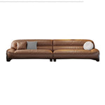 Luxurious Light Brown Sofa with Pine and Oak Wood Frame, Goose Down and Latex Cushioning, and Cotton Faux Leather Finish hzh-1364