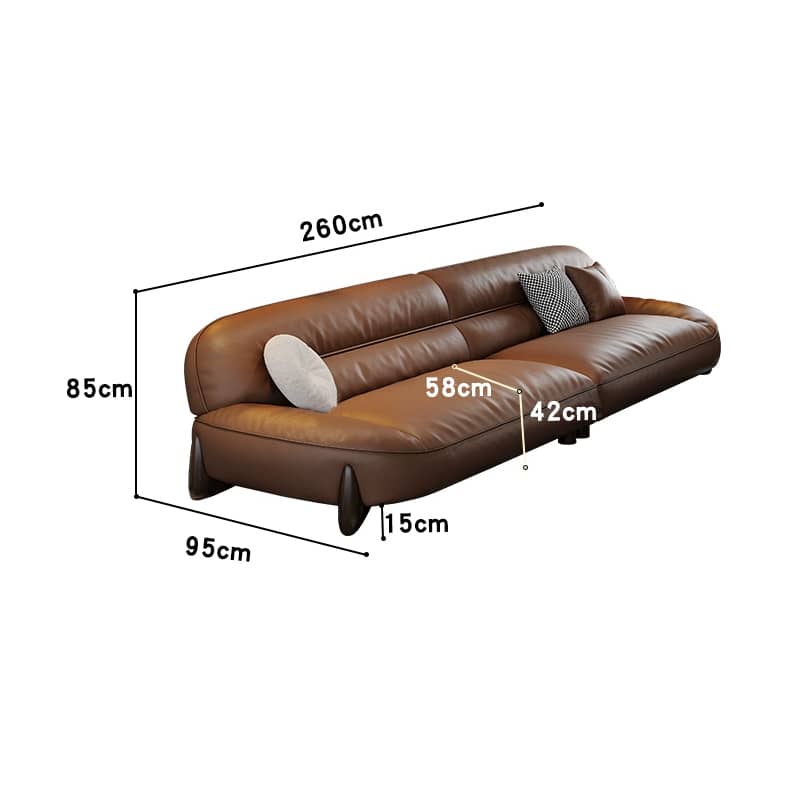 Luxurious Light Brown Sofa with Pine and Oak Wood Frame, Goose Down and Latex Cushioning, and Cotton Faux Leather Finish hzh-1364