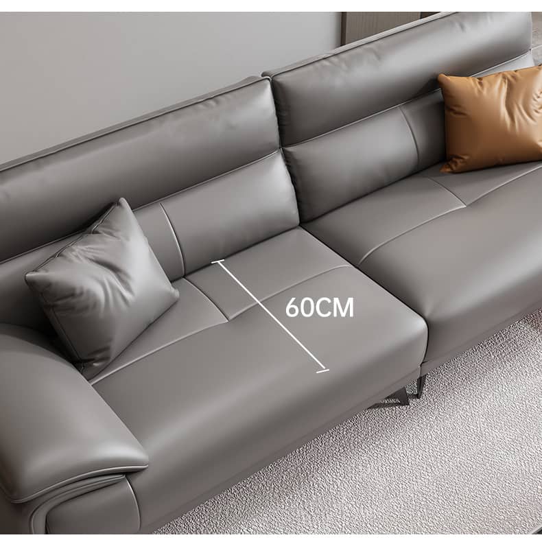 Luxury Gray Sofa with Pine Wood Frame - Cozy Cotton Down & Durable Faux Leather hzh-1365