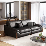 Stylish Black Pine Wood Sofa with Comfortable Goose Down and Faux Leather Finish hzh-1368