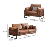 Brown Faux Leather Sofa with Pine Wood Frame and Cotton Accents hzh-1369