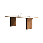 Elegant Ash Wood and Sintered Stone Dining Table – Modern Design for Contemporary Spaces hzmzw-3150