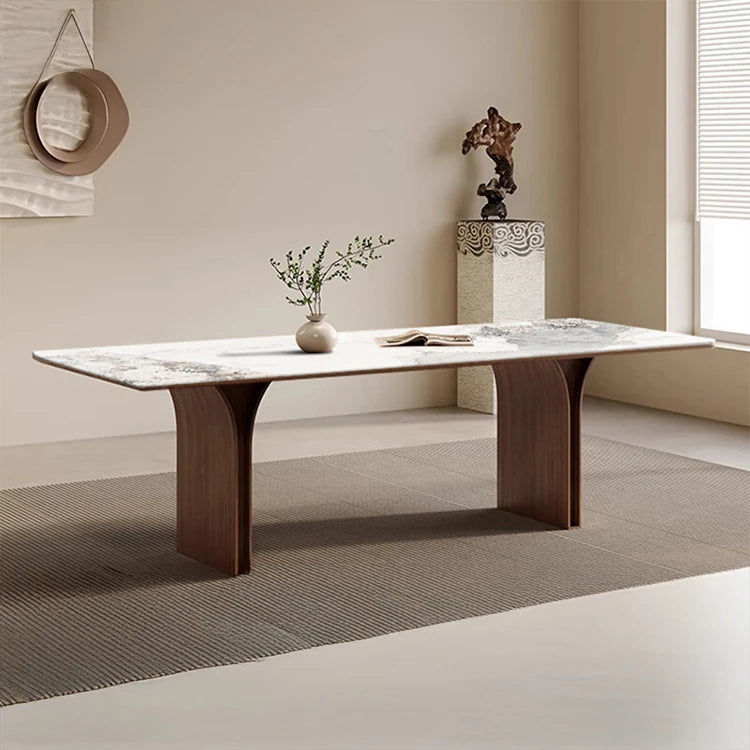 Elegant Ash Wood and Sintered Stone Dining Table – Modern Design for Contemporary Spaces hzmzw-3150