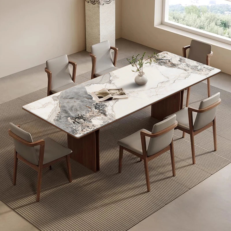 Elegant Ash Wood and Sintered Stone Dining Table – Modern Design for Contemporary Spaces hzmzw-3150