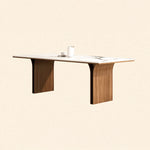 Elegant Ash Wood and Sintered Stone Dining Table – Modern Design for Contemporary Spaces hzmzw-3150