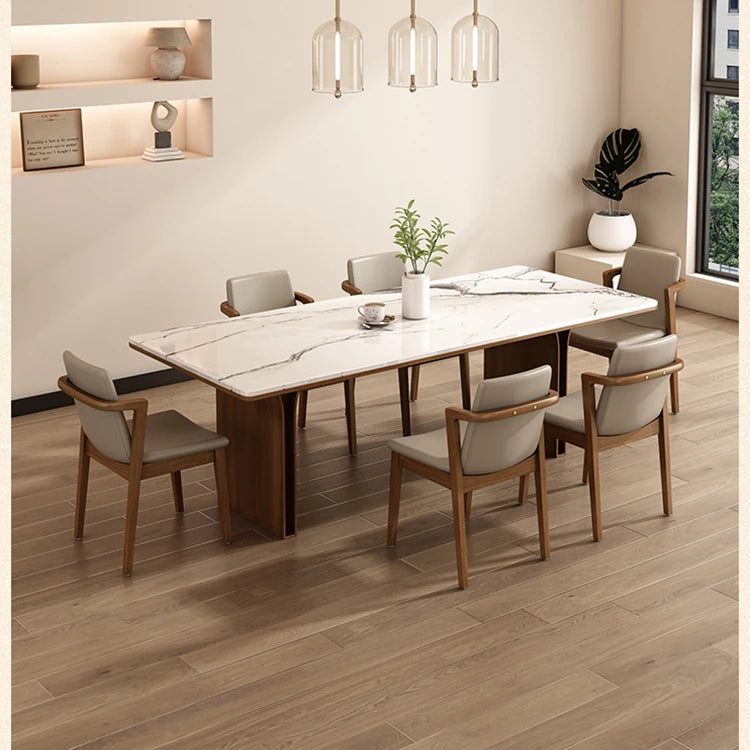 Elegant Ash Wood and Sintered Stone Dining Table – Modern Design for Contemporary Spaces hzmzw-3150