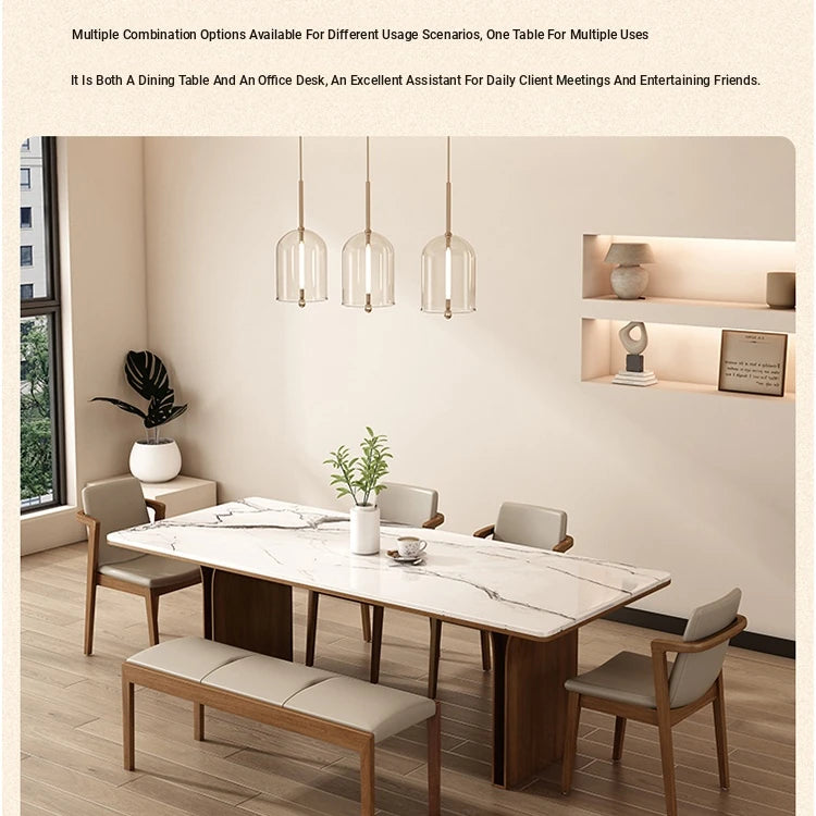 Elegant Ash Wood and Sintered Stone Dining Table – Modern Design for Contemporary Spaces hzmzw-3150