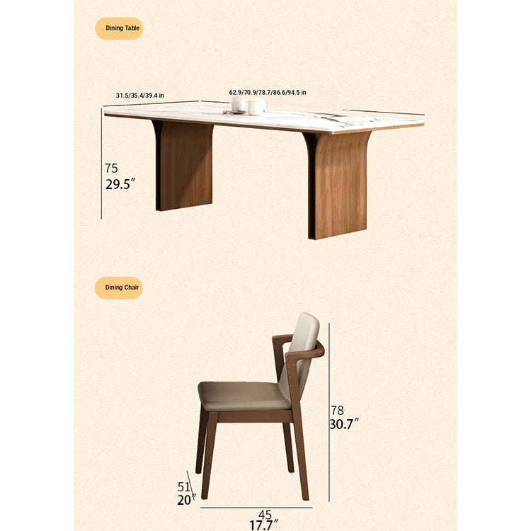 Elegant Ash Wood and Sintered Stone Dining Table – Modern Design for Contemporary Spaces hzmzw-3150