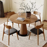 Stylish Round Solid Wood Dining Table with Unique Pedestal Base - Perfect for Modern Spaces hzmzw-3154