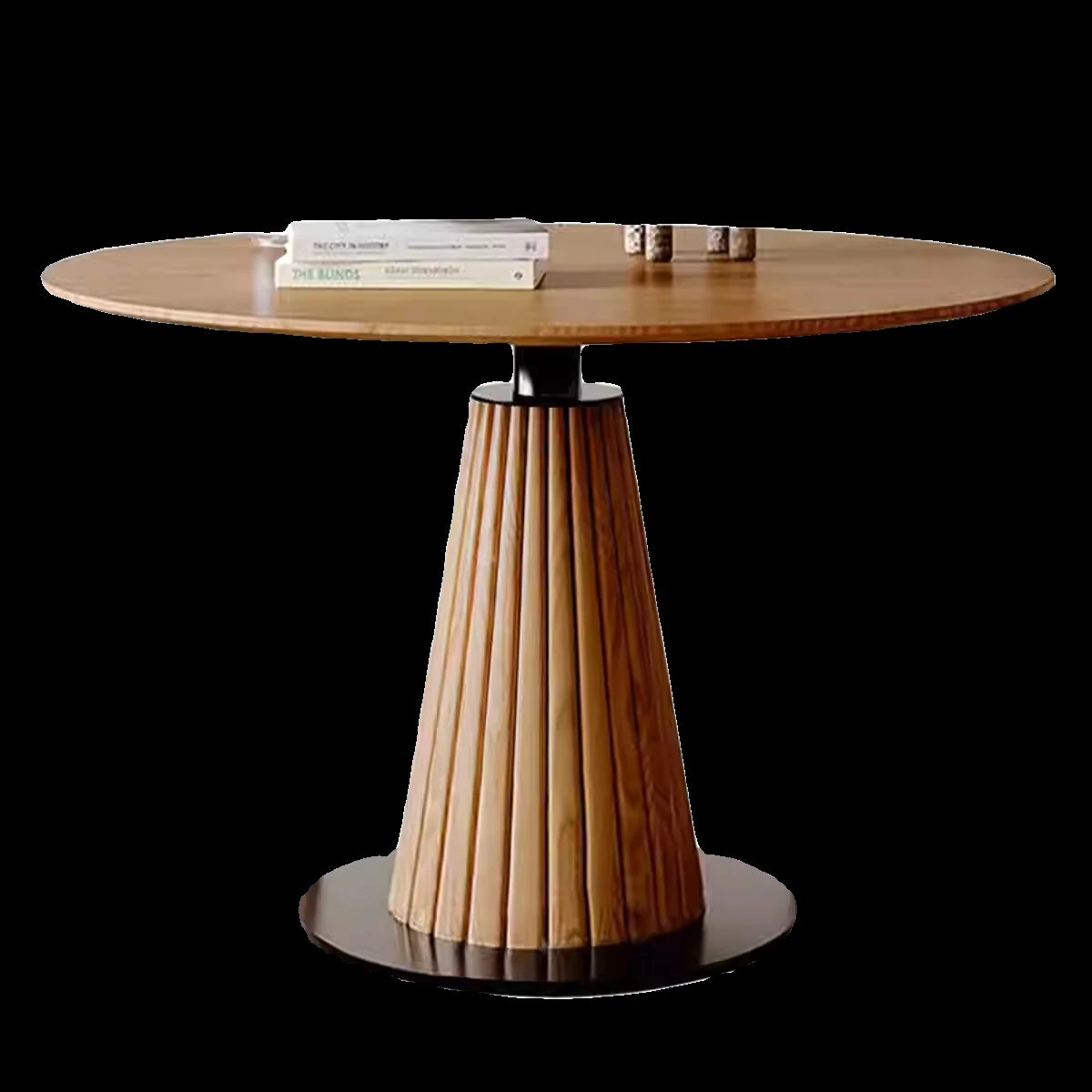 Stylish Round Solid Wood Dining Table with Unique Pedestal Base - Perfect for Modern Spaces hzmzw-3154