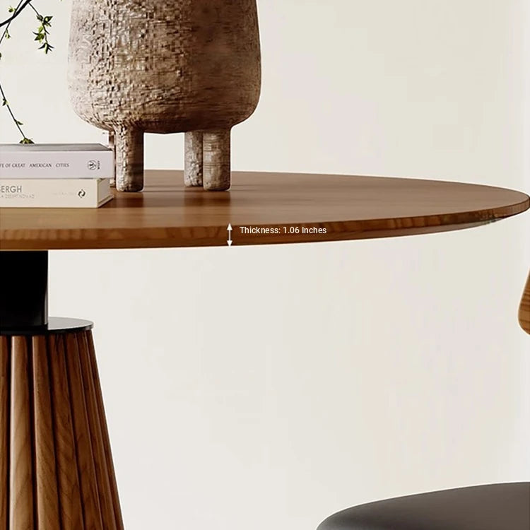 Stylish Round Solid Wood Dining Table with Unique Pedestal Base - Perfect for Modern Spaces hzmzw-3154