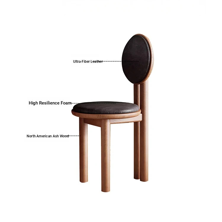 Modern Ash Wood Dining Chair with Faux Leather Seat - Stylish & Comfortable Design hzmzw-3155