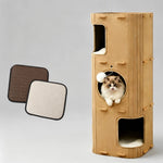 4-Tier Cat Tree with Enclosed House and Scratching Board