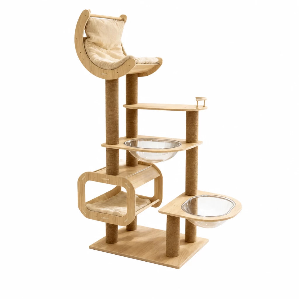 Multi-Level Cat Tree with Hideaway, Capsule Perch and Scratching Posts
