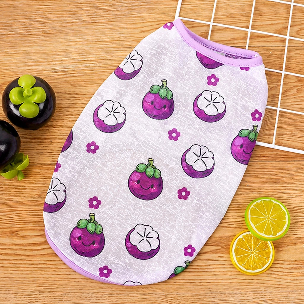 Pet Vest for Dogs and Cats – Cartoon Fruit Print Polyester Apparel