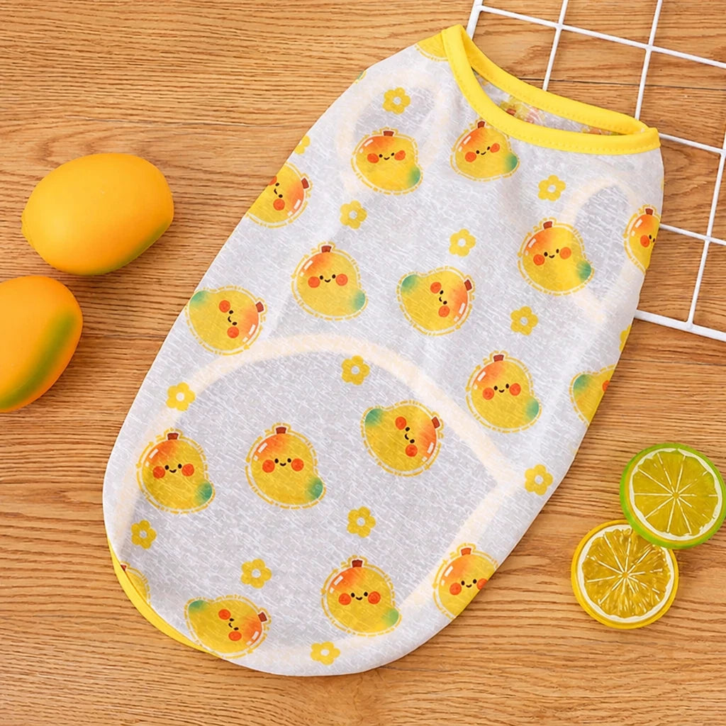 Pet Vest for Dogs and Cats – Cartoon Fruit Print Polyester Apparel