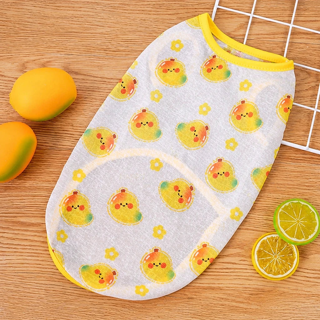 Pet Vest for Dogs and Cats – Cartoon Fruit Print Polyester Apparel