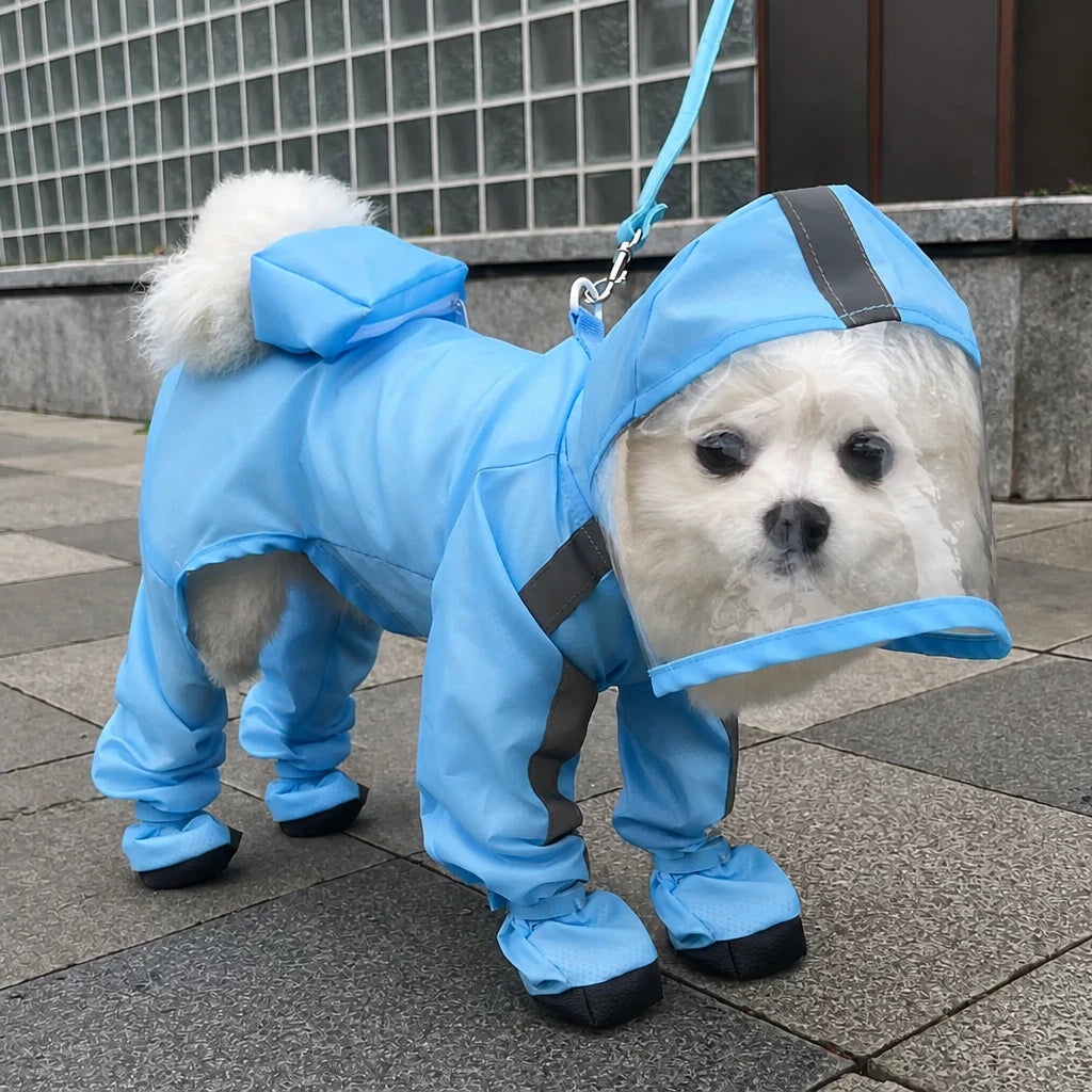 Waterproof Four-Leg Raincoat for Small Dogs