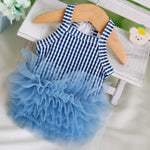 Blue Striped Mesh Dress for Cats and Dogs