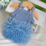 Blue Striped Mesh Dress for Cats and Dogs