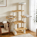 Solid Wood Cat Tree with Scratching Post and Hideaway