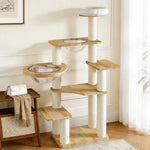 Solid Wood Cat Tree with Scratching Post and Hideaway