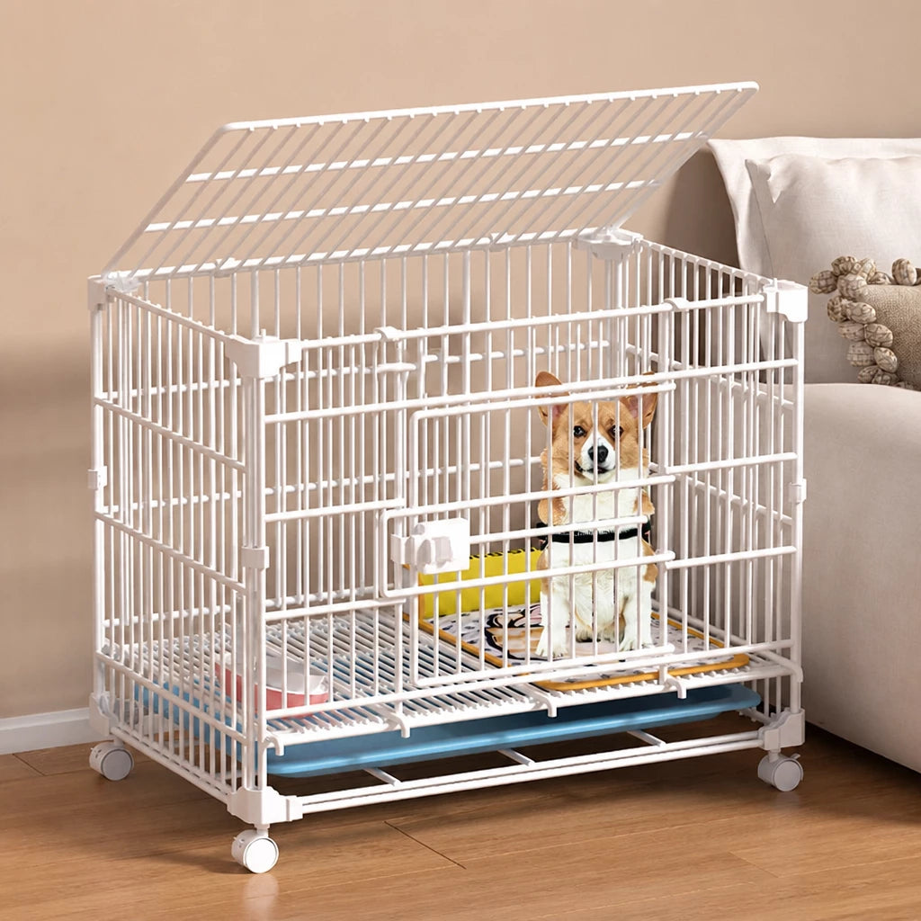 Reinforced Stackable Indoor Dog Crate with Toilet Tray
