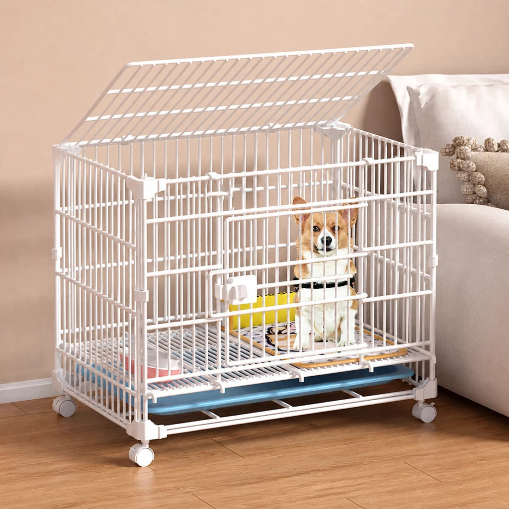 Reinforced Stackable Indoor Dog Crate with Toilet Tray