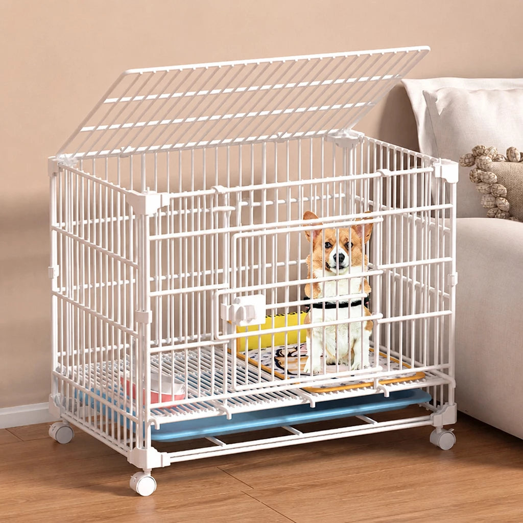 Reinforced Stackable Indoor Dog Crate with Toilet Tray