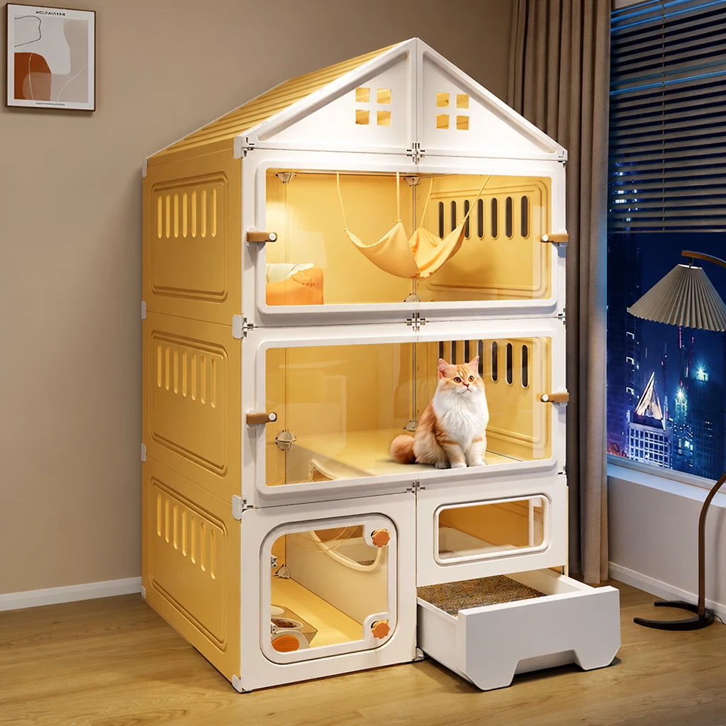 Multi-Level Covered Cat Condo for Cats