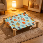 Elevated Cat & Small Pet Bed with Solid Wood Frame