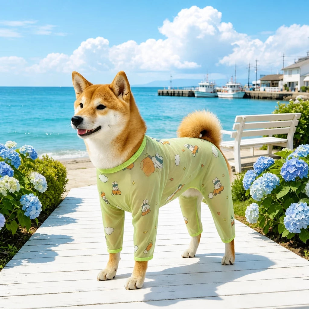 Four-Leg Dog Shirt with Cartoon Print