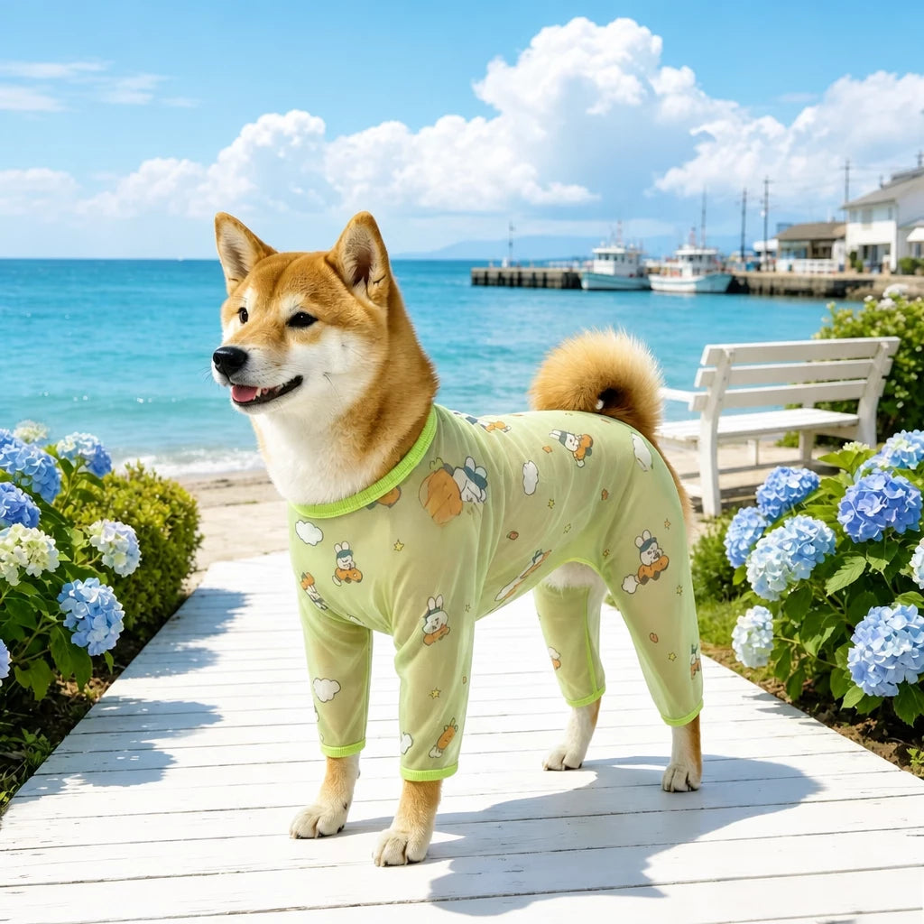 Four-Leg Dog Shirt with Cartoon Print
