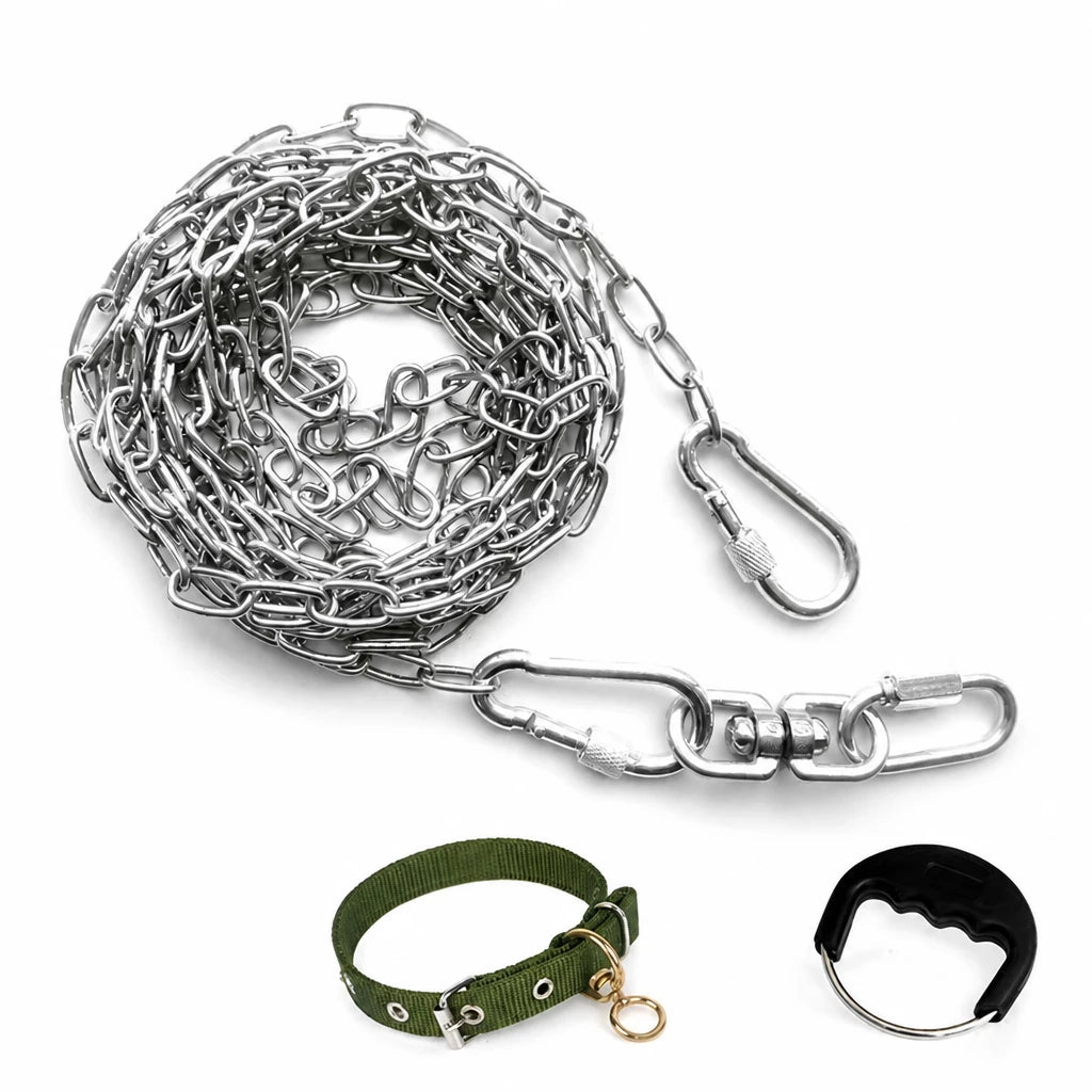 304 Stainless Steel Chain Dog Leash, Collar & Handle Set