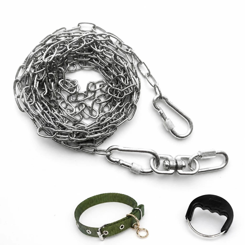 304 Stainless Steel Chain Dog Leash, Collar & Handle Set