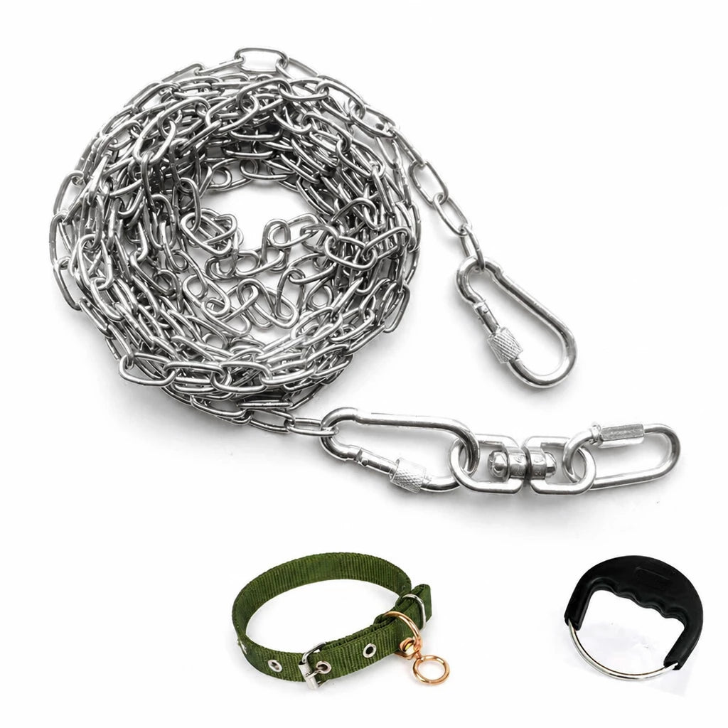 304 Stainless Steel Chain Dog Leash, Collar & Handle Set