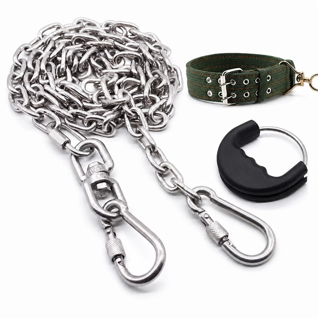 304 Stainless Steel Chain Dog Leash, Collar & Handle Set