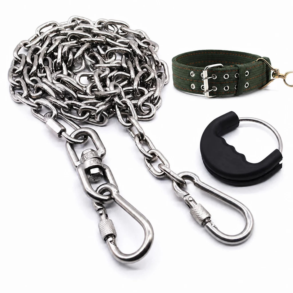 304 Stainless Steel Chain Dog Leash, Collar & Handle Set